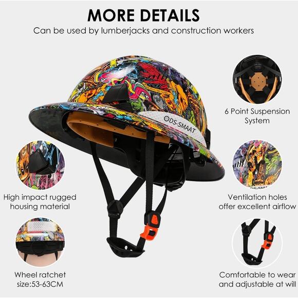 DS-SMAAT Full Brim Hard Hat Vented Cascos De Free size, Multicolor main image 7